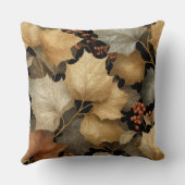 Luxury Gold Botanical Leaves Throw Pillow クッション (裏面)