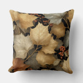 Luxury Gold Botanical Leaves Throw Pillow クッション (正面)