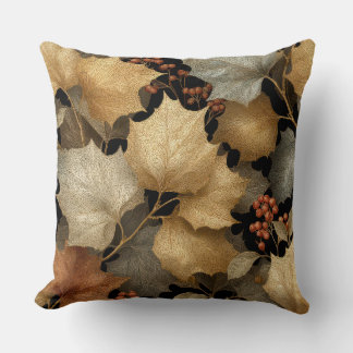 Luxury Gold Botanical Leaves Throw Pillow クッション