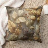 Luxury Gold Botanical Leaves Throw Pillow クッション (ブランケット)
