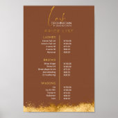 Luxury Gold & Brown Lash Tech Price List  ポスター (正面)