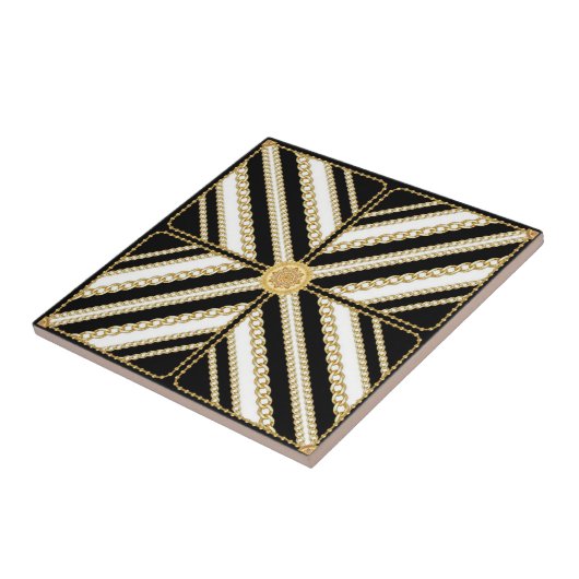 Luxury Gold Chain and Pearl Elegant Baroque design タイル (側面)