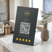 Luxury Gold Charcoal QR Code Review Feedback 台座サイン