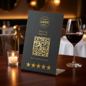 Luxury Gold Charcoal QR Code Review Feedback 台座サイン