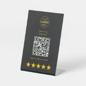 Luxury Gold Charcoal QR Code Review Feedback 台座サイン (正面)