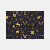Luxury Gold Christmas Pattern Fleece Blanket フリースブランケット (正面(横))