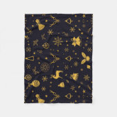 Luxury Gold Christmas Pattern Fleece Blanket フリースブランケット (正面)