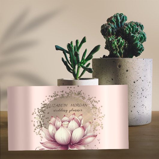 Luxury Gold Confetti Glitter Lotus Metallic  名刺