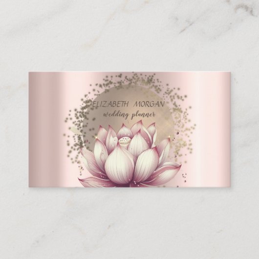 Luxury Gold Confetti Glitter Lotus Metallic  名刺 (正面)