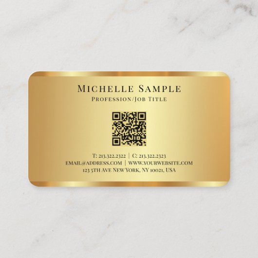 Luxury Gold Custom Typography Name QR Code Script 名刺 (裏面)