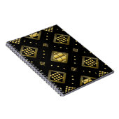 Luxury Gold Diamond Geometric Pattern on Black ノートブック (右側)