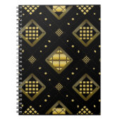 Luxury Gold Diamond Geometric Pattern on Black ノートブック (正面)