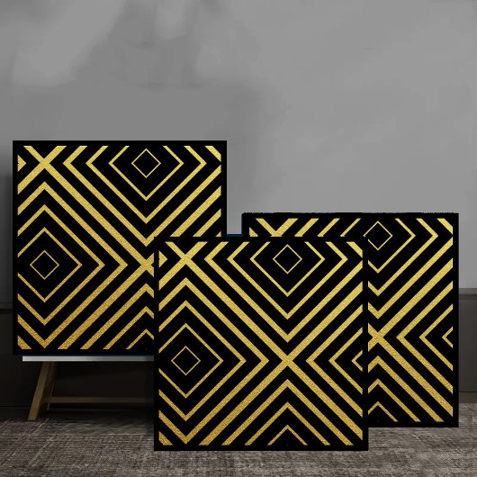 Luxury Gold Diamond Line Geometric タイル