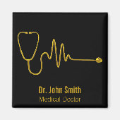 Luxury Gold ECG Wave EKG Line Stethoscope Medical マグネット (正面)
