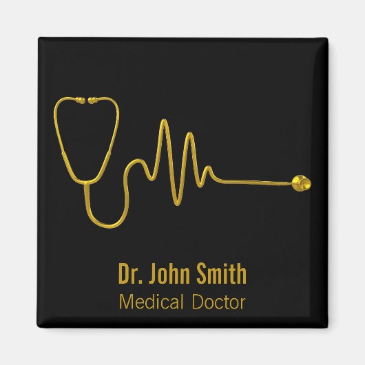 Luxury Gold ECG Wave EKG Line Stethoscope Medical マグネット (正面)
