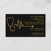 Luxury Gold ECG Wave Stethoscope EKG Line Medical 予約カード (正面)