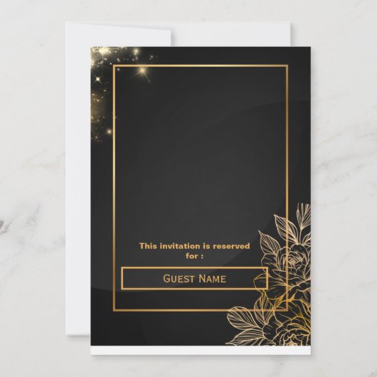Luxury Gold Editable Modern Wedding Invitation 招待状 (裏面)