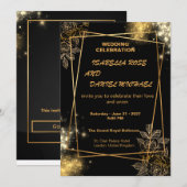 Luxury Gold Editable Modern Wedding Invitation 招待状 (正面/裏面)