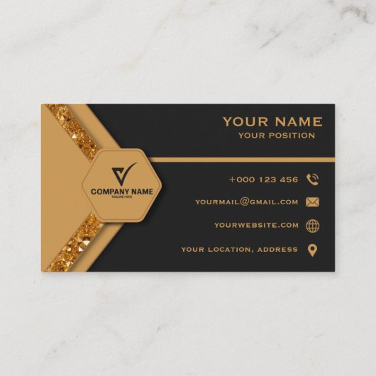 Luxury Gold Elegant Business Card Professional 名刺 (裏面)