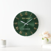 Luxury Gold Elegant Emerald Green ラージ壁時計 (ホーム)
