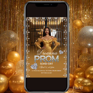 Luxury Gold Elegant Prom Send-Off Invitation 招待状