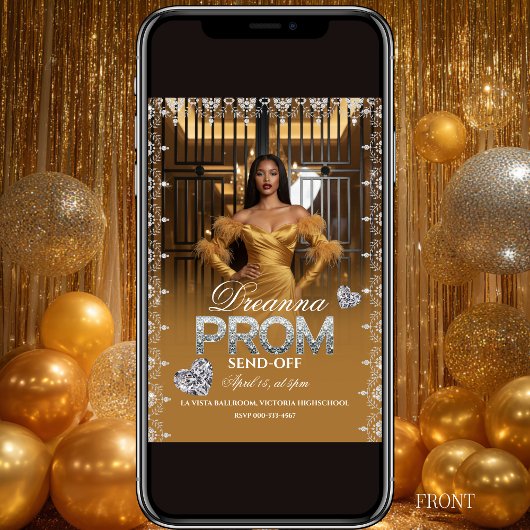 Luxury Gold Elegant Prom Send-Off Invitation 招待状