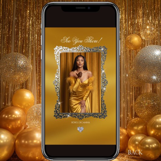 Luxury Gold Elegant Prom Send-Off Invitation 招待状