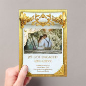 Luxury Gold Engagement I with Photo Elegant Custom アクリル招待状 (インサイチュ (ポータブル))