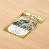 Luxury Gold Engagement I with Photo Elegant Custom アクリル招待状 (レイダウン)