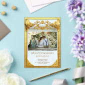 Luxury Gold Engagement I with Photo Elegant Custom アクリル招待状 (インサイチュ (ウェディング))