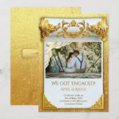 Luxury Gold Engagement I with Photo Elegant Custom 招待状 (正面/裏面)