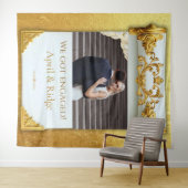 Luxury Gold Engagement Party Backdrop Tapestry タペストリー (インサイチュ(横))