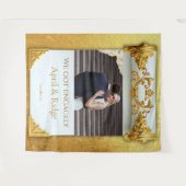 Luxury Gold Engagement Party Backdrop Tapestry タペストリー (正面(横))