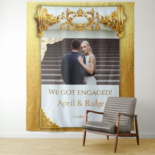 Luxury Gold Engagement Party Backdrop Tapestry タペストリー (インサイチュ)