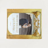 Luxury Gold Engagement Party Backdrop Tapestry タペストリー (正面(横))