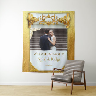 Luxury Gold Engagement Party Backdrop Tapestry タペストリー