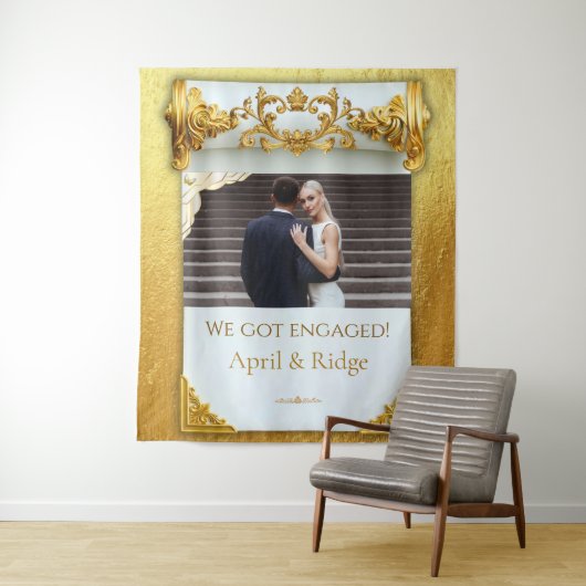 Luxury Gold Engagement Party Backdrop Tapestry タペストリー (インサイチュ)