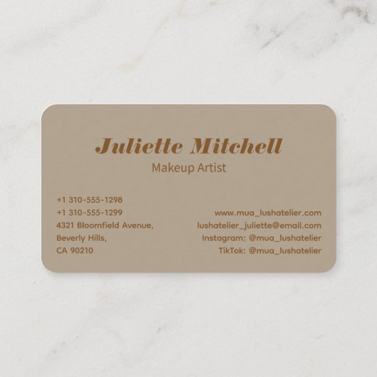 Luxury Gold Feather Modern Makeup Artist 名刺 (裏面)