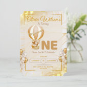 Luxury Gold First Birthday Elegant Baby Party 招待状 (スタンド正面)