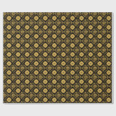 Luxury Gold Floral Damask Pattern On Black ラッピングペーパー (フラット)