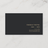 Luxury Gold Floral Midnight Black Elegant Frame 名刺 (裏面)