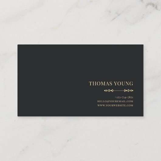 Luxury Gold Floral Midnight Black Elegant Frame 名刺 (裏面)