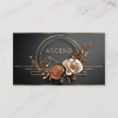 Luxury Gold Floral Midnight Black Elegant Frame 名刺 (正面)