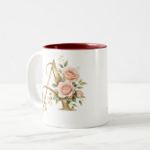 Luxury Gold Floral Monogram A Mug  Premium Elegan ツートーンマグカップ (正面左)