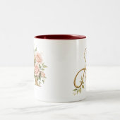 Luxury Gold Floral Monogram A Mug  Premium Elegan ツートーンマグカップ (中央)