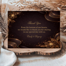 Luxury Gold Floral Wave サンキューカード