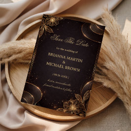 Luxury Gold Floral Wave セーブザデート