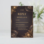 Luxury Gold Floral Wave 出欠カード (スタンド正面)