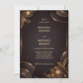 Luxury Gold Floral Wave 招待状 (正面)