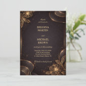 Luxury Gold Floral Wave 招待状 (スタンド正面)